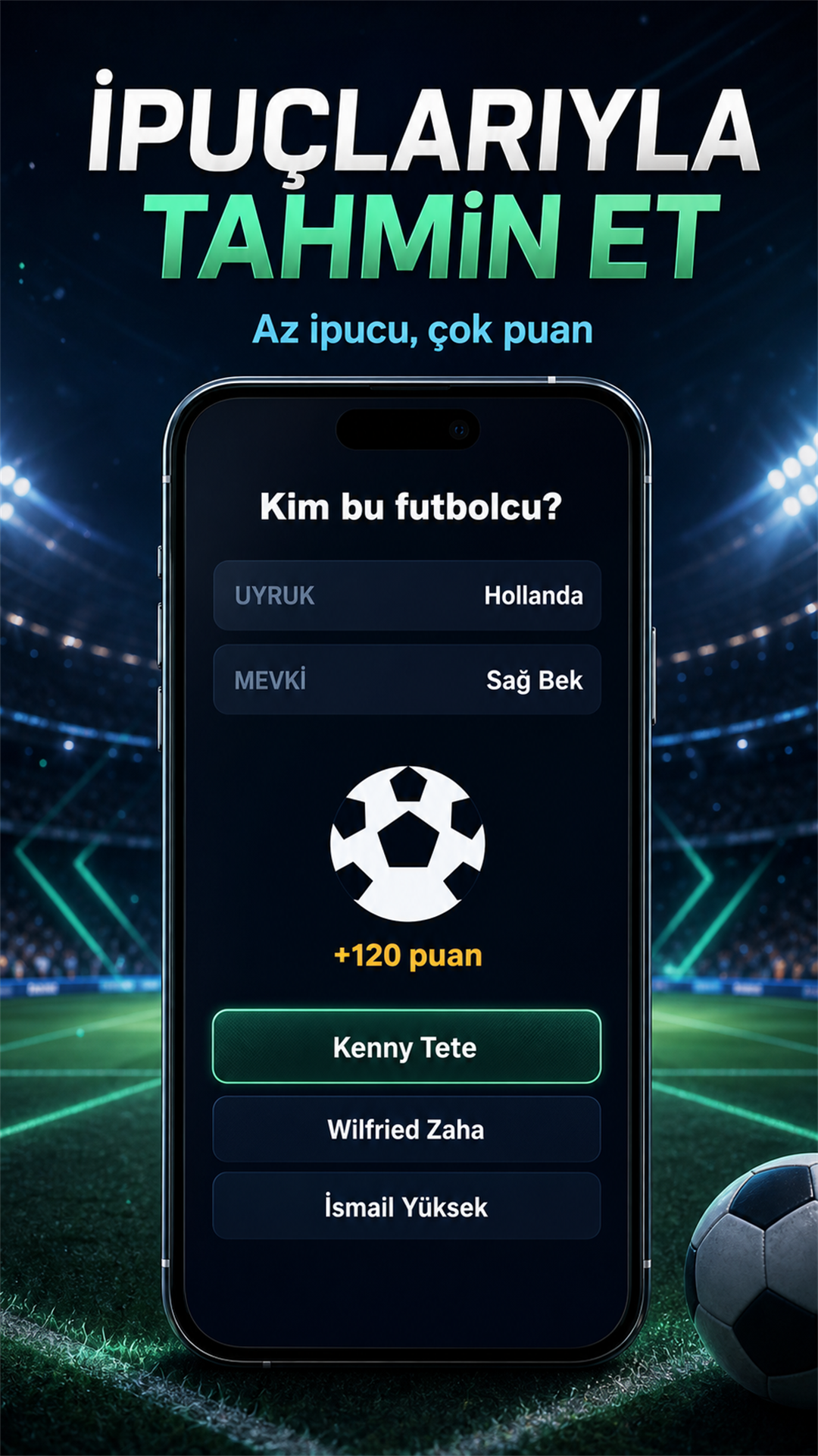 Footy futbolcu tahmin oyunu ekranı